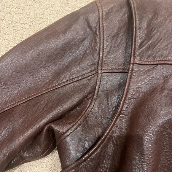 Men's Classic Brown 100% Leather Bomber Jacket - Picture 6 of 17